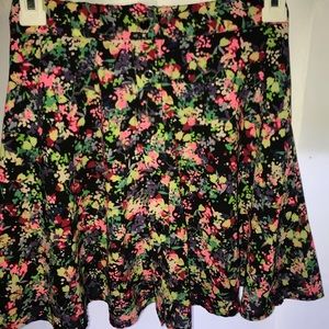 Button-up Floral Skater Skirt